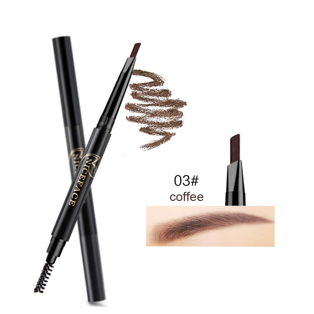 Eyebrow Pencil 2 Packs, NiceFace Waterproof Smudge-proof Automatic Eye Brow Makeup Kit with Eyebrow Brush, Coffee & Dark Brown (set#1)