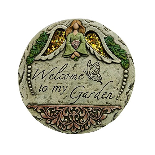 Comfy Hour Seed Soil and Yard Collection Angel Welcome to My Garden Stepping Stone, Concrete