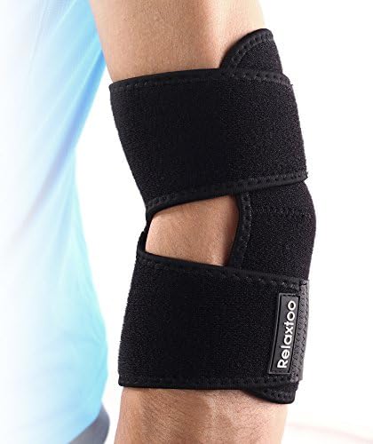 Relaxtoo Adjustable Elbow Support Brace, Compression Recovery Elbow Sleeve, Reversible Stabilizer, Arthritic Pain Relief, Sports Injury Rehabilitation, Protection against Re-injury, Black, 1 count