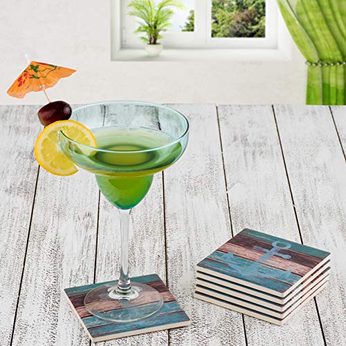 Absorbent Ceramic Stone Coasters for Drinks Nautical Beach Theme Drink