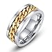 Topick Men's Fashion Stainless Steel 18k Gold Plated Width 8mm Spinner Chain-Shaped Ring (10.5)