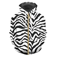 zippern Mens Leopard 3D Hoodies Printing Zebra Stripes Funny Large Winter Pullover Zebra Stripes XL