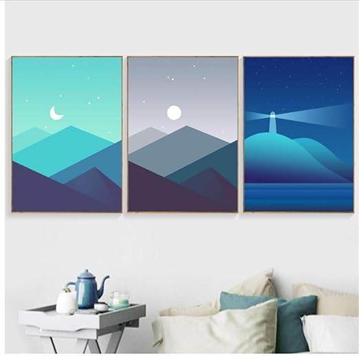 Zhaoyangeng Cartel Abstracto Del Faro De La Luna De La Colina E