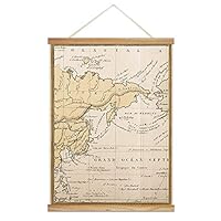 Hanging Poster with Wood Frames Rustic Map Canvas Artwork Wall Picture Home Decoration - 18