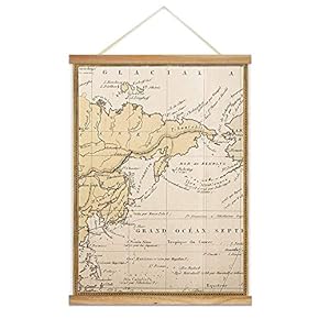 Hanging Poster with Wood Frames Rustic Map Canvas Artwork Wall Picture Home Decoration - 18"x24" inches