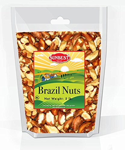 SUNBEST Raw Shelled Brazil Nuts Whole & Unsalted No Shell in Resealable Bag (5 Lb)