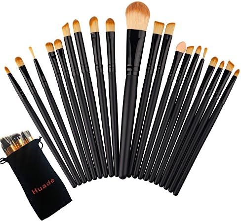 Huade 20 Pieces Makeup Brush Set Professional Face Eye Shadow Eyeliner Foundation Blush Lip Makeup Brushes Powder Liquid Cream Cosmetics Blending Brush Tool