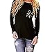 Chin's Women's Sexy Crewneck Leopard Long Sleeve T-shirts Tops (M)