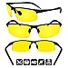 BLUPOND Night Driving Glasses - Semi Polarized Yellow Tint HD Vision Anti Glare Lens - Unbreakable Metal Frame with Car Clip Holder - Knight Visor (BlackCase)