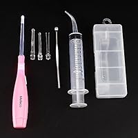 Melleco Lighted Tonsil Stone Remove Tool Pick for Fresh Breath + 1 Cleaning Irrigator Syringe Bad Breath Treatment