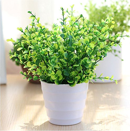 XICHEN 3 suit Artificial Potted Simulation plant potted indoor green plant small bonsai pastoral living room office display simulation flower (White) - Thumbnail 3