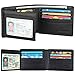 RFID Blocking Cowhide Leather Wallet for Men with 2 ID Windows(Black)