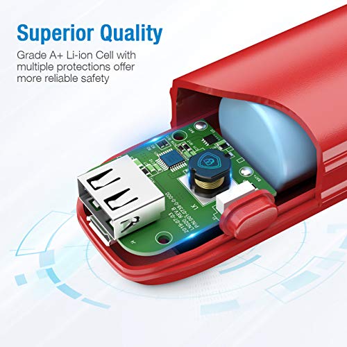 Aibocn Small Power Bank 6700mAh Portable Charger for iPhone X/XR/8 Samsung Huawei Mobile Phone Red