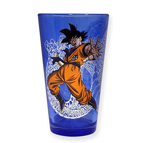 JUST FUNKY Dragon Ball (DBZ) 16 OZ Drinking Glass (Blue, Pack of 1) - Gifts and Merchandise Goku & Shenron Beer Glass