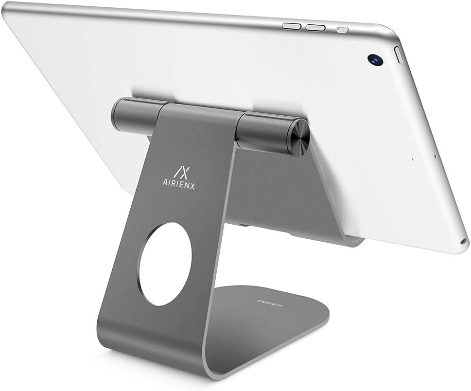 Adjustable Tablet Stand, AirienX Heavy Duty Desktop Stand Holder Dock Compatible with Tablets Such as iPad Pro 9.7, 10.5,12.9 Air Mini 4 3 2, Kindle Fire, Tab, E-Reader and More (4-13'') - Gun Metal