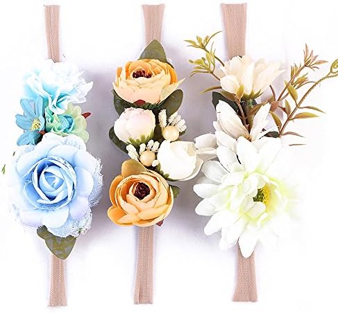Baby Girl Flower Headband Handmade Artificial Flower Soft Elastic Nylon Headband For Toddlers Gift