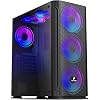 Pansonite Mesh Black Airflow ATX Mid-Tower Chassis PC Gaming Case with Tempered Glass Side Panel, E-ATX Supported, 6 RGB…