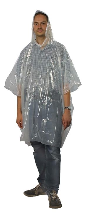 KRAFTIXX® Regenponcho transparent Kunststoff-Regenmantel in handlichem Format eine Größe für Alle