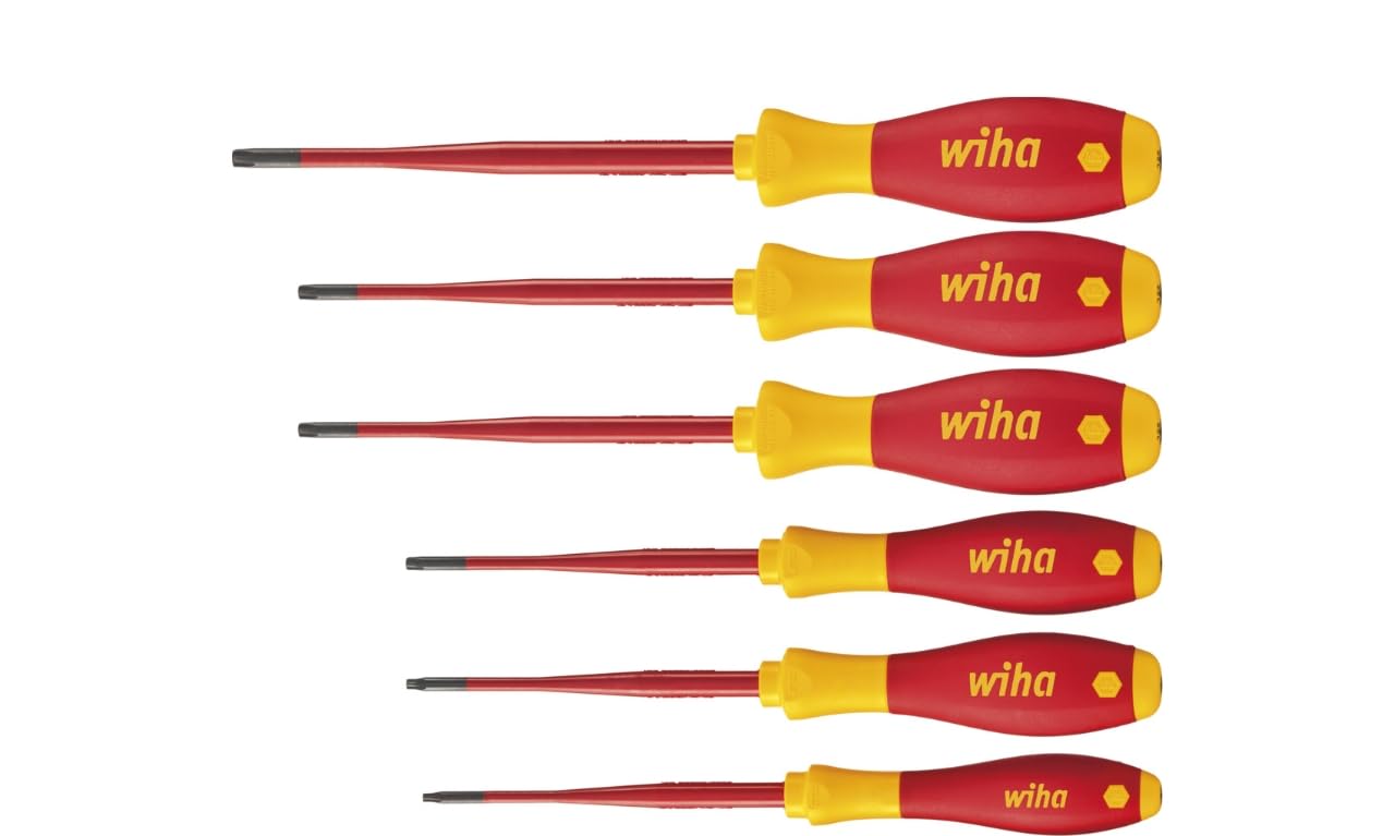 Wiha 3251TRK6 SoftFinish Electric SlimFix Torx Tamper Resistant Screwdriver Set, 6 Pieces