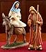 Three Kings Gifts Holy Family Traveling to Bethlehem, Joseph, Mary, Donkey, Flat Base for Stability, Home Decorating Christmas Nativity Scene Sets & Figures, 3-Pieces, for 7 inch Scale Collection