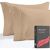 Ashton Sheets 100% Egyptian Cotton King Pillow Cases Set of 2 - Luxury 1000 Thread Count Cotton King Size Pillowcases (Taupe), Extra Soft, Cooling Sateen Weave Hotel Quality Bed Pillow Covers