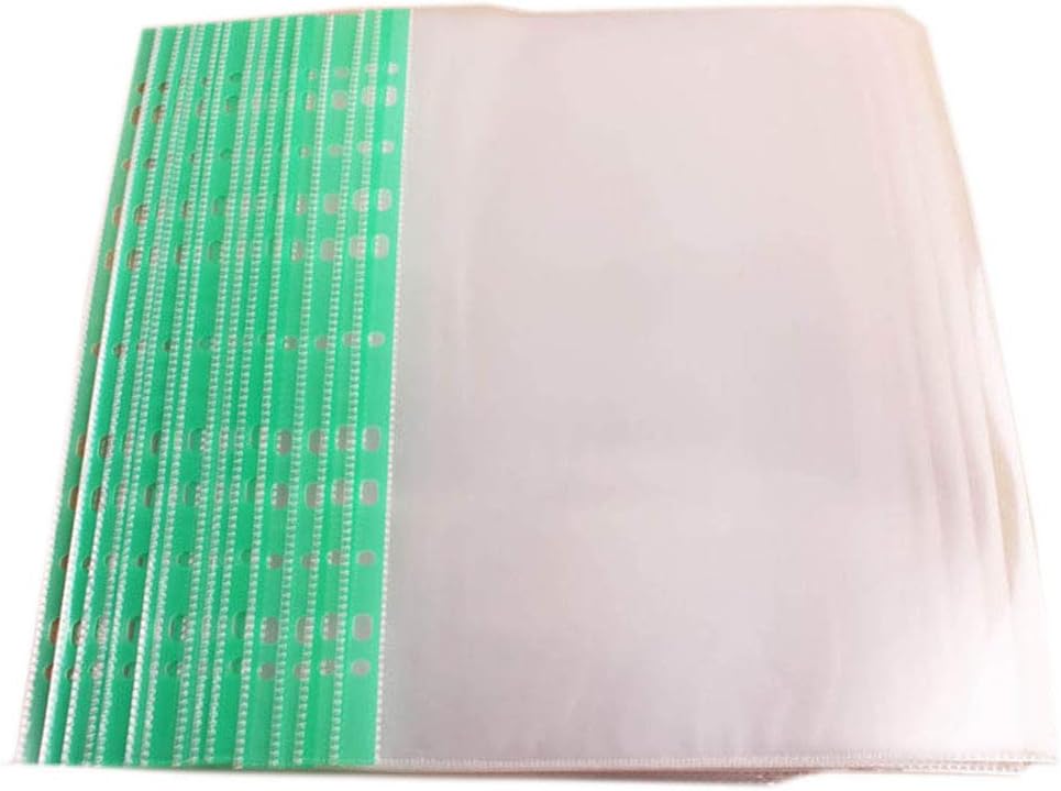90 Sheets Clear Non Glare Loose Leaf A4 Paper File Letter Sheet Protectors, 11 Hole Fits for 2, 3, 4, and 11 Ring Binders (0.05mm Green)