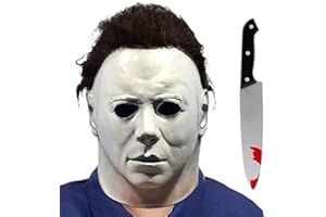 shyhand Kids Scary Killer Half Face Latex Mask with Bloody Toys Halloween Horror Cosplay Costume Props for Boys Girls