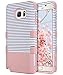 ULAK Note 5 Case, Galaxy Note 5 Case, Hybrid Anti Slip Dust Scratch Shock Resistance Protective Case Hard Cover with Soft Silicone + Hard PC (Rose Gold Stripes)
