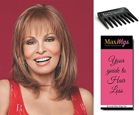 Top Billing Topper Color RL12/22SS SHADED CAPPUCCINO - Raquel Welch Wigs Heat Friendly Synthetic Lace Front Monofilament Top Women's Volume Hairpiece Bundle with Wig Comb, MaxWigs Hairloss Booklet