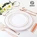 Qudasar PDTXCLS 120 Rose Gold Plastic Cups 9 oz | Hard Clear Disposable Tumblers | Perfect for Party, Wedding, Holiday, Baby Shower or Any Special Event