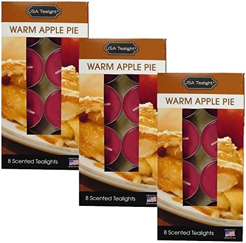 24 USA Tealight Scented Candles (Warm Apple Pie)