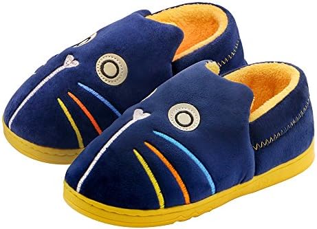 OSHOW Kids Slippers Cute Cartoon Cat House Shoes Warm Toddler Slippers For Indoor Outdoor