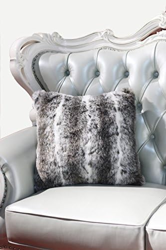 Amazing Rugs Luxury Beige/Gray Decorative Faux Fur Pillow Rug Luxury Decorative Faux Fur Throw Pillow