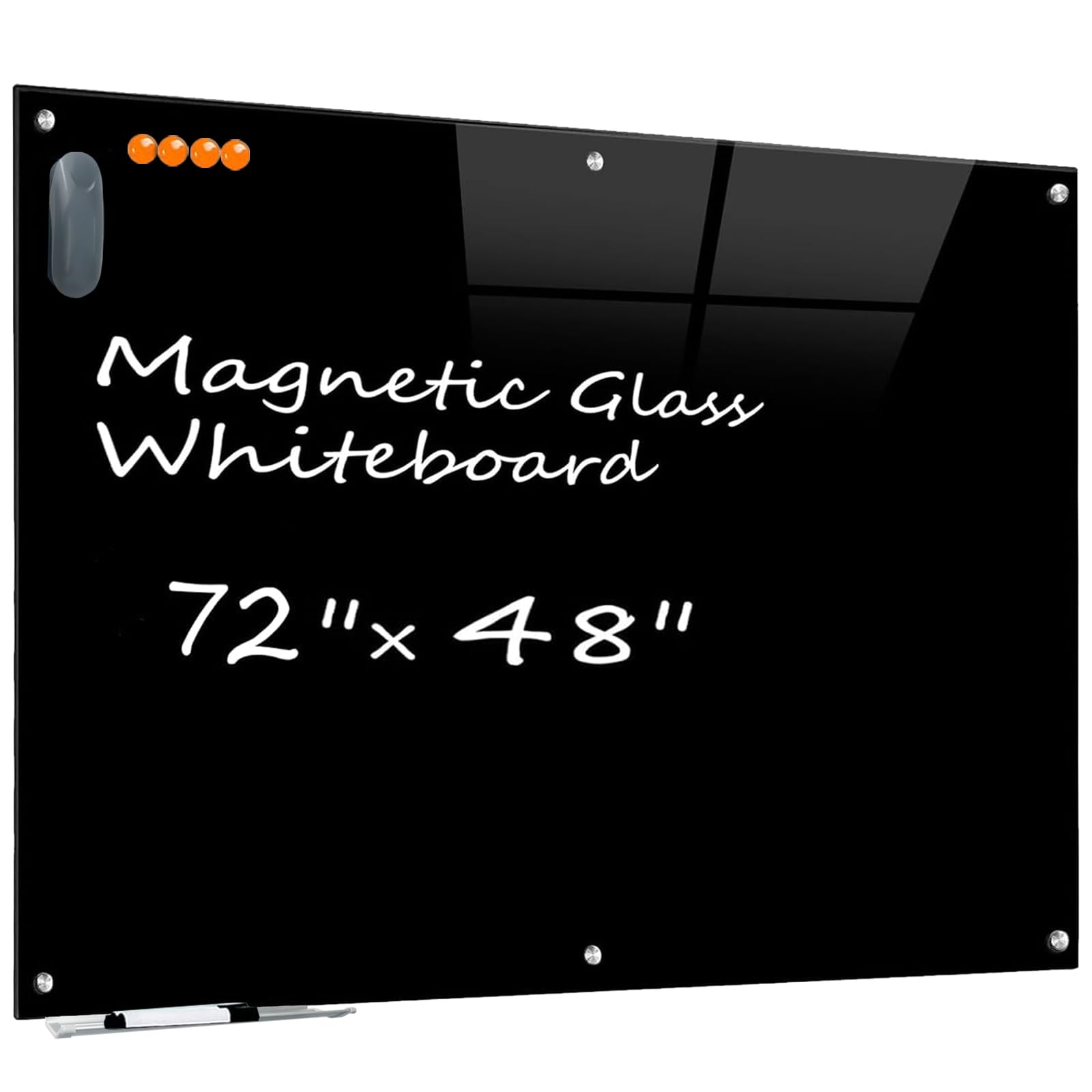 Photo 1 of ** NEW** KIZZBY Magnetic Glass Dry Erase Board - Large Black Whiteboard for Wall 72"x48" Frameless Black Board for Office, Home & School
