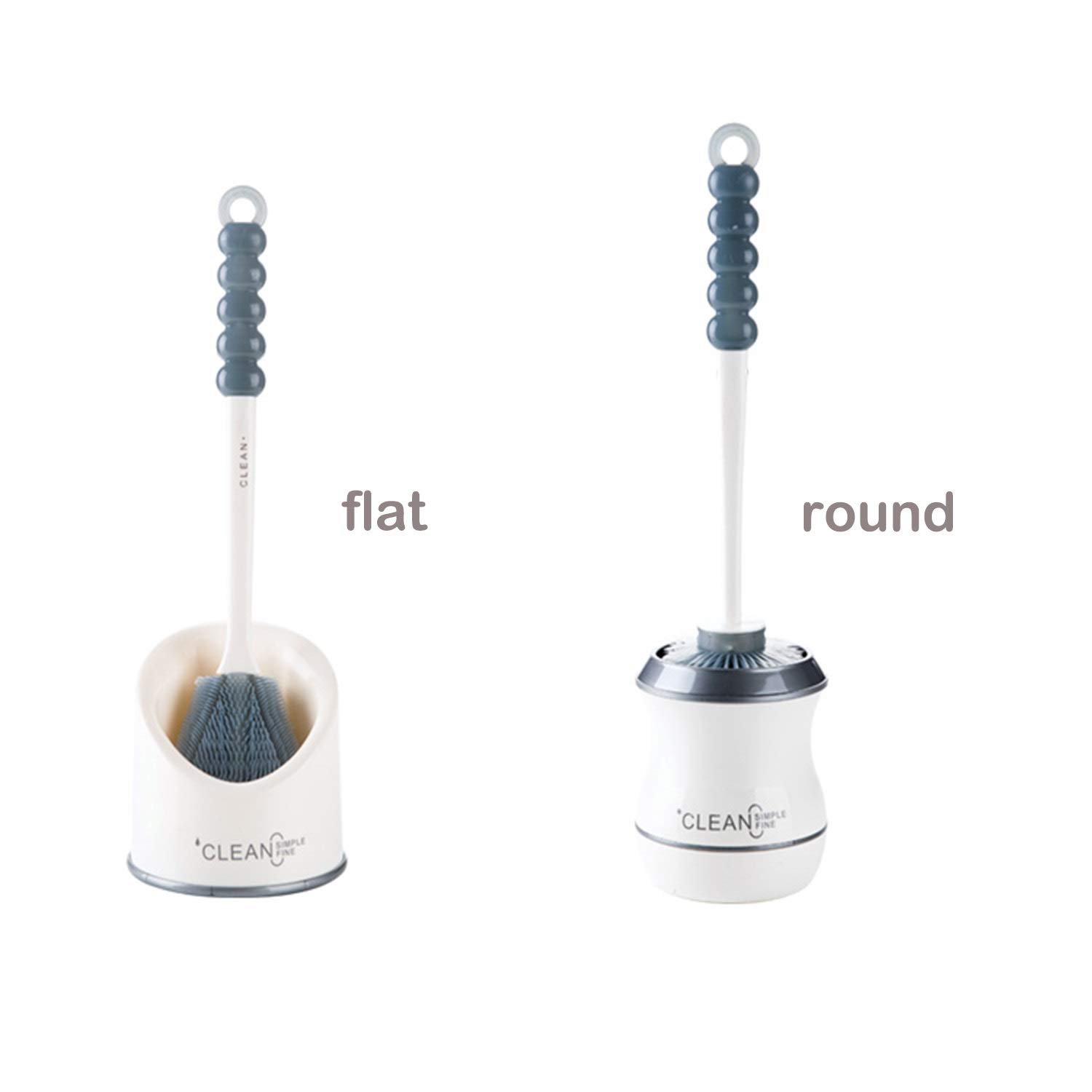 APSPOW Toilet Cleaning Brush with Holder,Toilet Bowl brush Set for Bathroom,Good Grips and Deep Cleaning - Strong Bristles - (1 PACK) (flat)