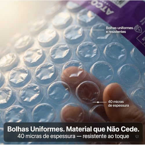 Plástico Bolha 40cm x 5 Metros 40 Micras - Bobina de Plástico Bolha Transparente em Polietileno