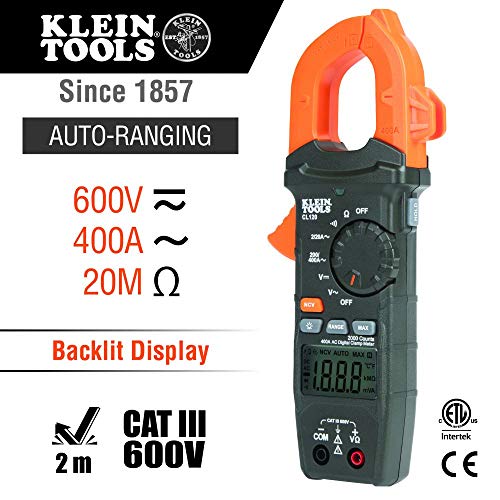 Klein Tools CL120 Digital Clamp Meter, AutoRanging 400 Amp AC, AC/DC