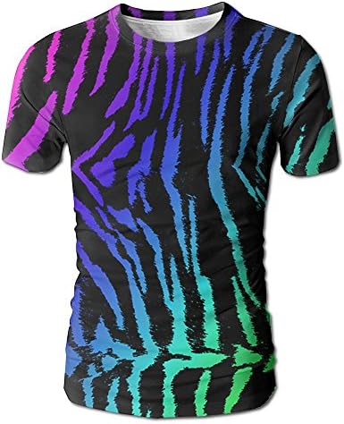 POCKEW FACI Gentlemans Rainbow Tiger Stripes Novelty Graphic T Shirts