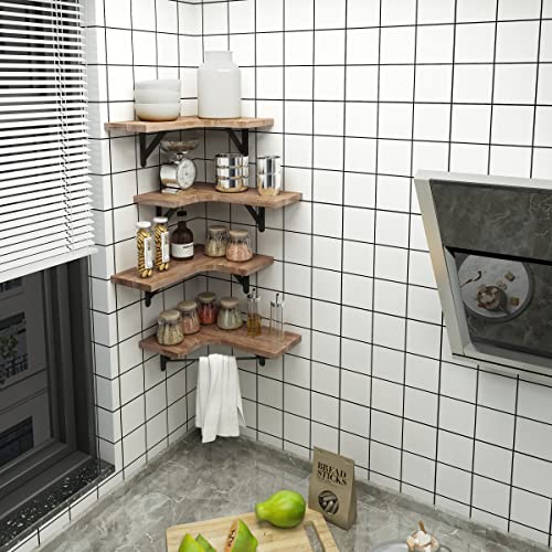 YGEOMER Corner Floating Shelves, Set of 4 Wall Mounted Corner Shelf