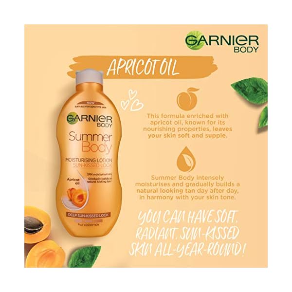 Garnier Summer Body Gradual Self Tan Moisturiser Dark, Hydrating Tanning Lotion for a Glowing Sunkissed Tan 400ml