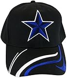 Dallas Cowboys Black Hat Cap Embroidered Blue Star Logo Curvy Lines Brim