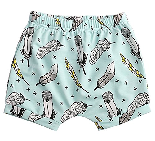 BIGBUY Summer Baby Pineapple Printed Cotton Shorts Harem Pants for 0-4 Years Old (3T, Feather)