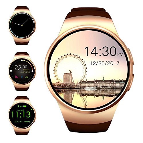 Bluetooth Smart Watch, Evershop 1.5 inches IPS Touch Screen Smartwatch Phone with SIM Card Slot, Sleep Monitor, Heart Rate Monitor and Pedometer for IOS and Android Device (gold)