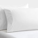 King Pillowcase Set - 100% Cotton Sateen Pillow Covers - Envelope Closure 20x40 Inch Pillow Cover Set of 2 - Ultra Soft Cooling Sateen Weave Bed Pillowcases - White