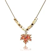 Jean Beau Gold Maple Leaf Pendant Necklace for Women, Dainty Rhinestone Fall leaves Dangle Necklaces Wedding Prom Autumn Jewelry Gift