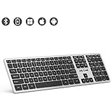 Bluetooth Keyboard — Jelly Comb K049 Full Size Bluetooth Rechargeable Keyboard Ultra Slim Universal Design for Windows iOS Android Macbook PC Laptop Tablet-(Black and Silver)