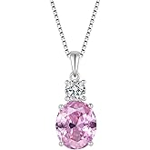 Inpasne Birthstone Necklace for Women 925 Sterling Silver Oval Cut Cubic Zirconia Pendant Jewelry for Her