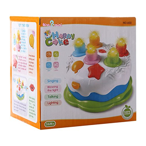 Kids Birthday Cake Toy with Candles Music Pretend Play Food