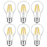 A 19 Led Bulb,Oak Leaf Edison Style Filament Vintage LED Bulb,7 Watt,60 Watt Equivalent,2700K,E26 Base,Pack of 6