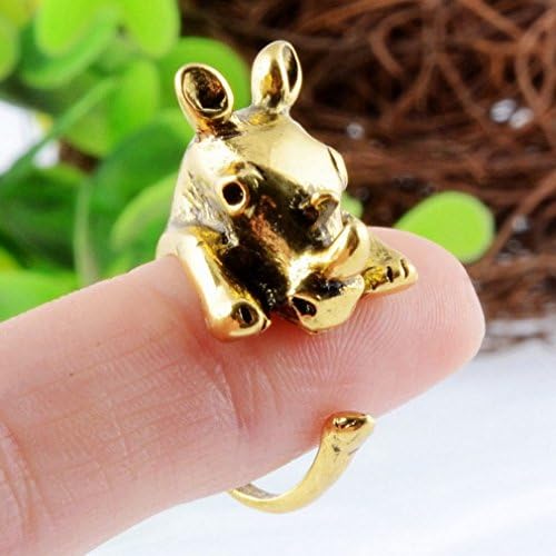 Jewelryfinds Adjustable Ring Ancient Animal Rhino